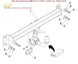 Hak holowniczy BMW X3 T E83 2004/10.2006 Hak automatyczny wypinany poziomo