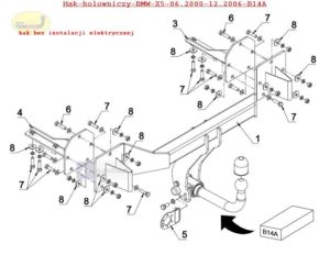 Hak holowniczy BMW X5 (E53) 06.2000/12.2006 Hak automatyczny wypinany poziomo