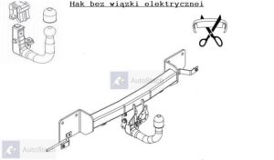 Hak holowniczy BMW 3 E 90, 4 drz. (oprócz 335i/335d) od 03.2005 Hak automatyczny wypinany pionowo (zamykany na kluczyk)