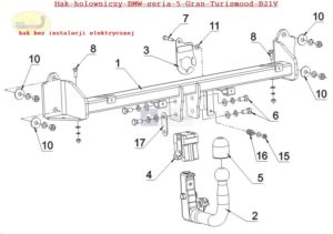 Hak holowniczy BMW 5 F07 Gran Turismo od 09.2009 hak automatyczny wypinany pionowo (zamykany na kluczyk)