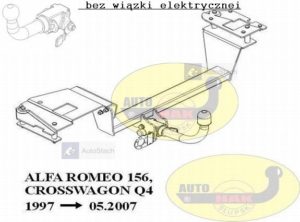 Hak holowniczy Alfa Romeo 156 4 drz. 1997 / 05.2003 Hak automatyczny wypinany poziomo