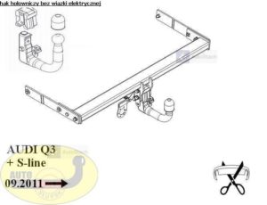 Hak holowniczy AUDI Q3 również S-lineod 09.2011 AUTOMAT VERTICAL