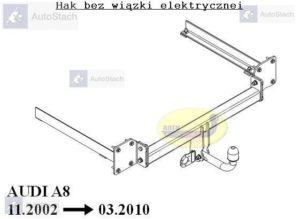 Hak holowniczy AUDI A8 S8 również Quattro 11.2002/03.2010