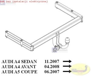 Hak holowniczy AUDI A5 8T Coupe od 06.2007