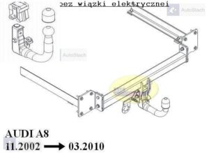 Hak holowniczy AUDI A8 S8 również Quattro 11.2002/03.2010 AUTOMAT VERTICAL