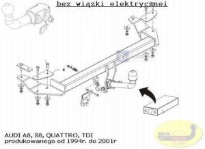 Hak holowniczy AUDI A8 S8 4 drz. Quattro, TDI, 1994/2001 AUTOMAT