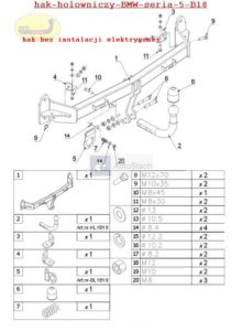 Hak holowniczy BMW 5 F 10, 4drz. od 03.2010