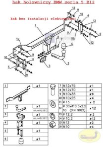 Hak holowniczy BMW 5 E 60, 4drz. od 11.2003 Hak holowniczy odkręcany