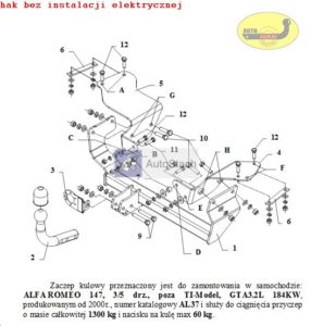 Hak holowniczy Alfa Romeo 147 3/5 drz. od 2000