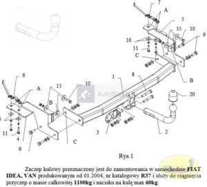 hak holowniczy FIAT IDEA VAN od 01.2004