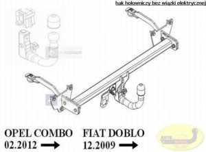 hak holowniczy FIAT DOBLO dostawczy, VAN, też Maxi, poza CNG i Trekking 01.2010 / 01.2015 AUTOMAT VERTICAL 