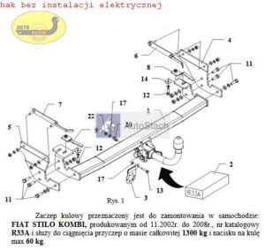 hak holowniczy FIAT STILO Kombi 11.2002 / 2008 AUTOMAT