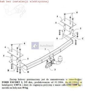 hak holowniczy FORD ESCORT 3/5 drz 01.1986 / 09.1990 AUTOMAT