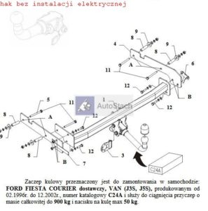 hak holowniczy FORD FIESTA COURIER dostawczy, VAN 02.1996 / 12.2002 AUTOMAT