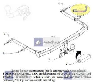 hak holowniczy FORD FUSION 5 drz.VAN 09.2002 / 09.2005 AUTOMAT