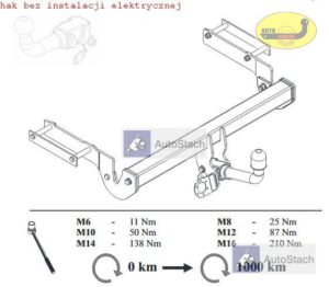 hak holowniczy FORD MONDEO 4/5 drz Mk3 11.2000 / 04.2007 poza ST 200 AUTOMAT